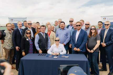 Photo of Arizona Governor Katie Hobbs in Yuma Arizona on November 12, 2025, as she signs SB 1320 and SB 1661 into effect.